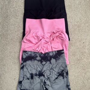 Stylish Kids Bottoms Set - Black, Pink, and Gray Tie-Dye